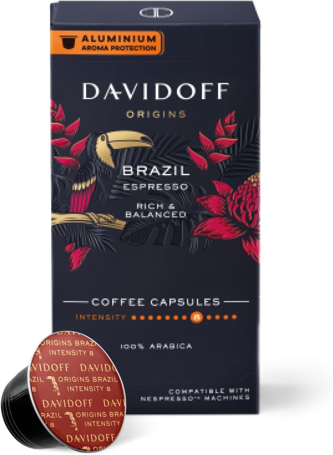 Davidoff Origins Brazil Coffee 8/12 Intensity 10x Capsules, 1.94 oz ℮ 55 g - Brazilian brilliance!