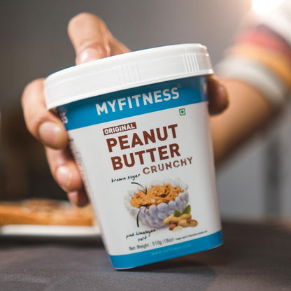 MYFITNESS Original Peanut Butter Crunchy 510g | 25g Protein to Boost Energy | Tasty & Healthy Nut Butter Spread | Vegan | Cholesterol Free, Gluten Free | Zero Trans Fat | Crunchy Peanut Butter