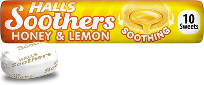 Halls Soother Honey & Lemon Flavour Sweets 45g - Classic honey and lemon flavor for a soothing experience.