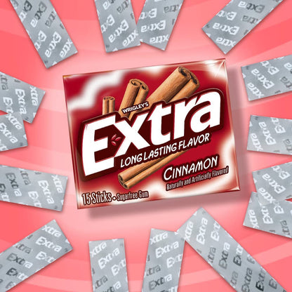 Extra Cinnamon Sugarfree Gum, 15 piece (Pack of 10) - Cinnamon spice burst!