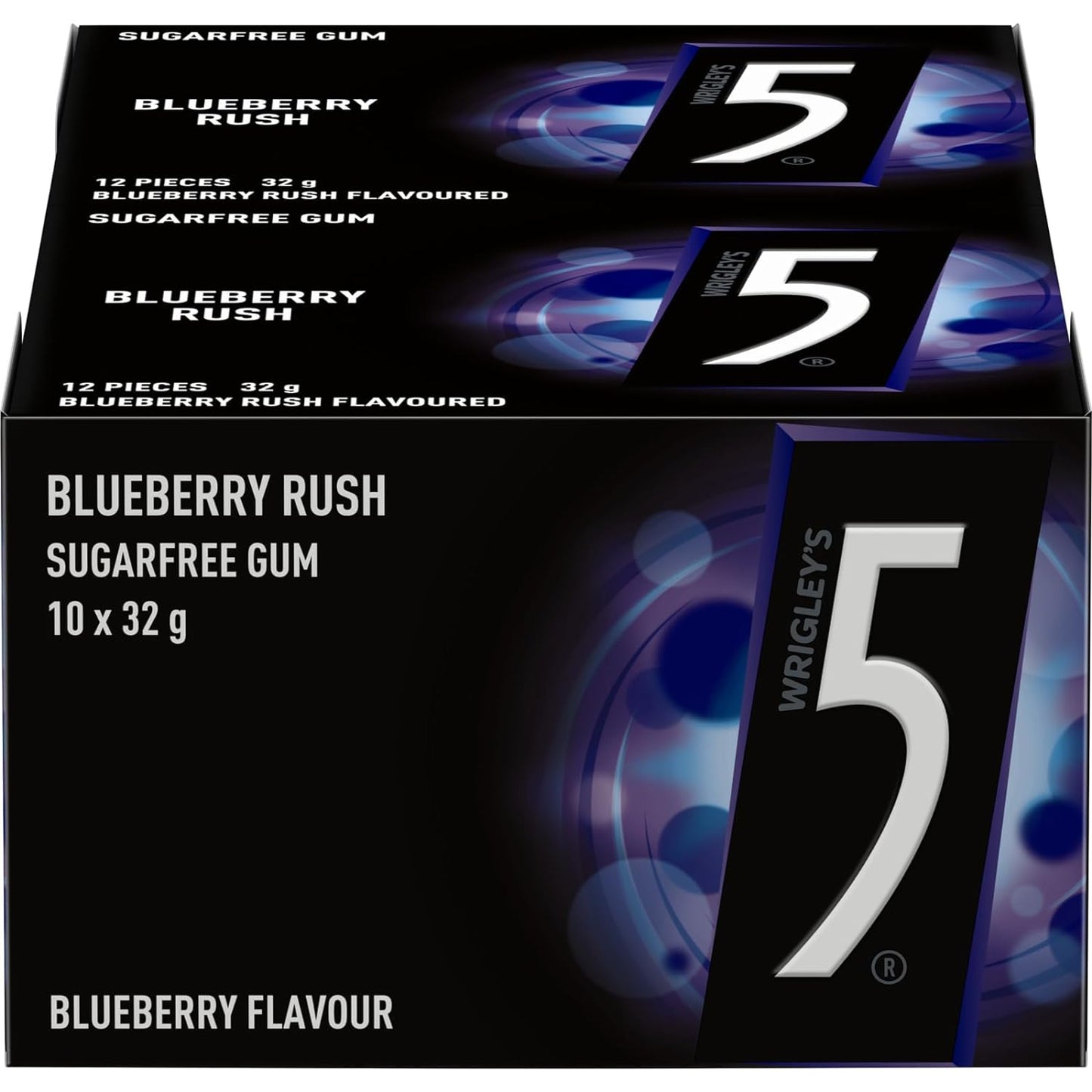 Wrigley's 5 Gum Blueberry Rush - 10 Packs, 132g Total - Indulge in Flavorful Bliss!