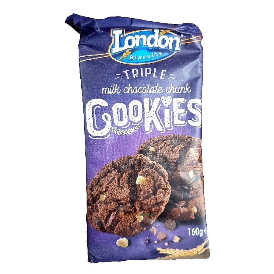 London Biscuits Triple Milk Chocolate Chunk Cookies - Decadent Trio of Chocolate Bliss - 160g - "Triple Chocolate Bliss!"