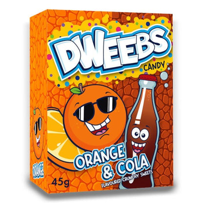 Dweebs Candy - Duo Flavors Pack - 45g Travel Friendly Pack - Sweet, Crunchy, Tangy, and Full of Untamed Flavour in Exciting Combinations! (Orange & Cola) - Orange & cola delight!