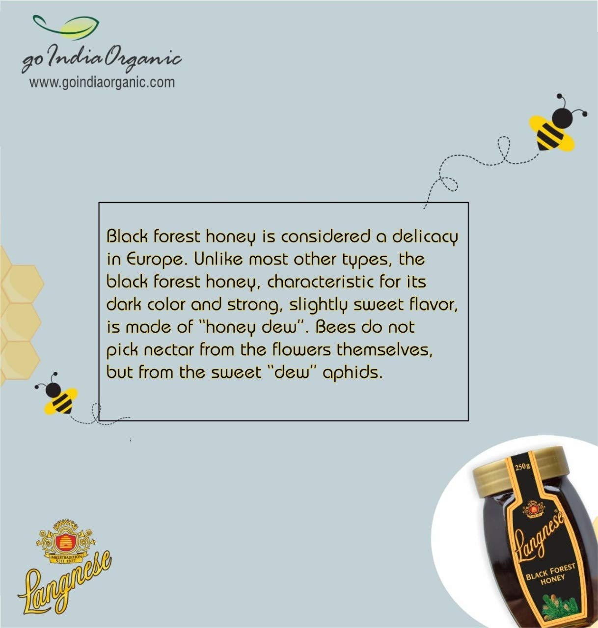 Langnese 100% Pure Black Forest Honey, 250 g, Raw Honey from Langnese Germany - "Pure Black Forest Honey!"