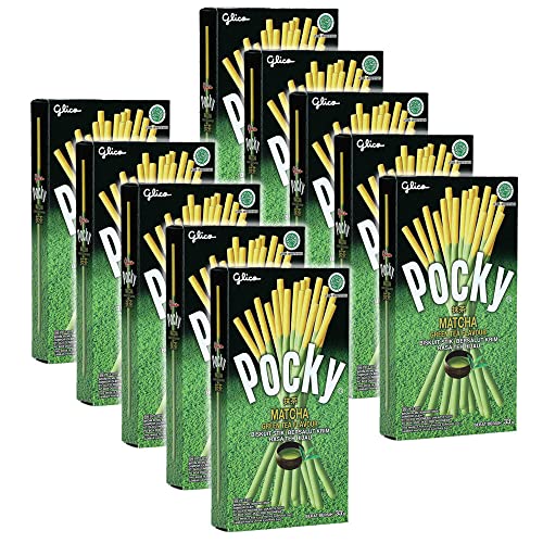 Pocky Glico Matcha Green Tea Cream Covered Biscuit Sticks, 33 g - "Matcha green tea bliss!"