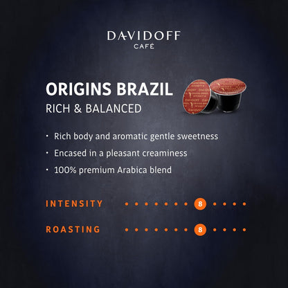 Davidoff Origins Brazil Coffee 8/12 Intensity 10x Capsules, 1.94 oz ℮ 55 g - Brazilian brilliance!