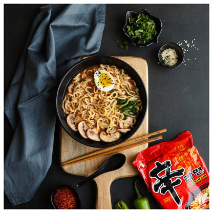 Nongshim Shin Ramyun Noodle Soup (Hot And Spicy) 120Gram (Pack Of 5) - "Nongshim Shin Ramyun - 5 Pack, 120g Each of Hot & Spicy Noodle Bliss!"