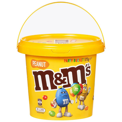 M&M's Peanut Milk Chocolate Covered Peanuts in a Thin Crisp Shell Party Bucket 575g - Imported - "Party Peanut Treat!"