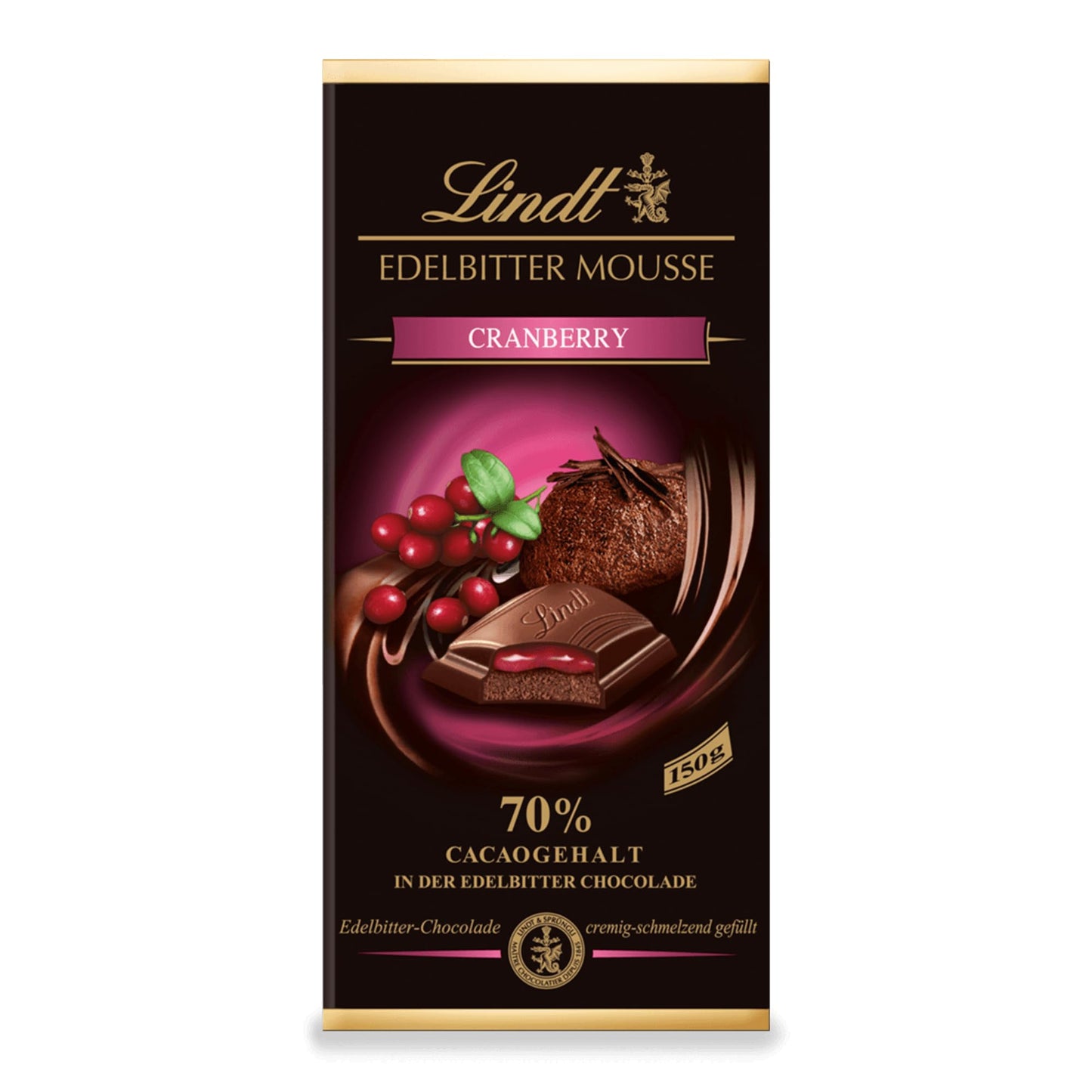 Lindt Edelbitter Mousse Cranberry Pouch, 150 g