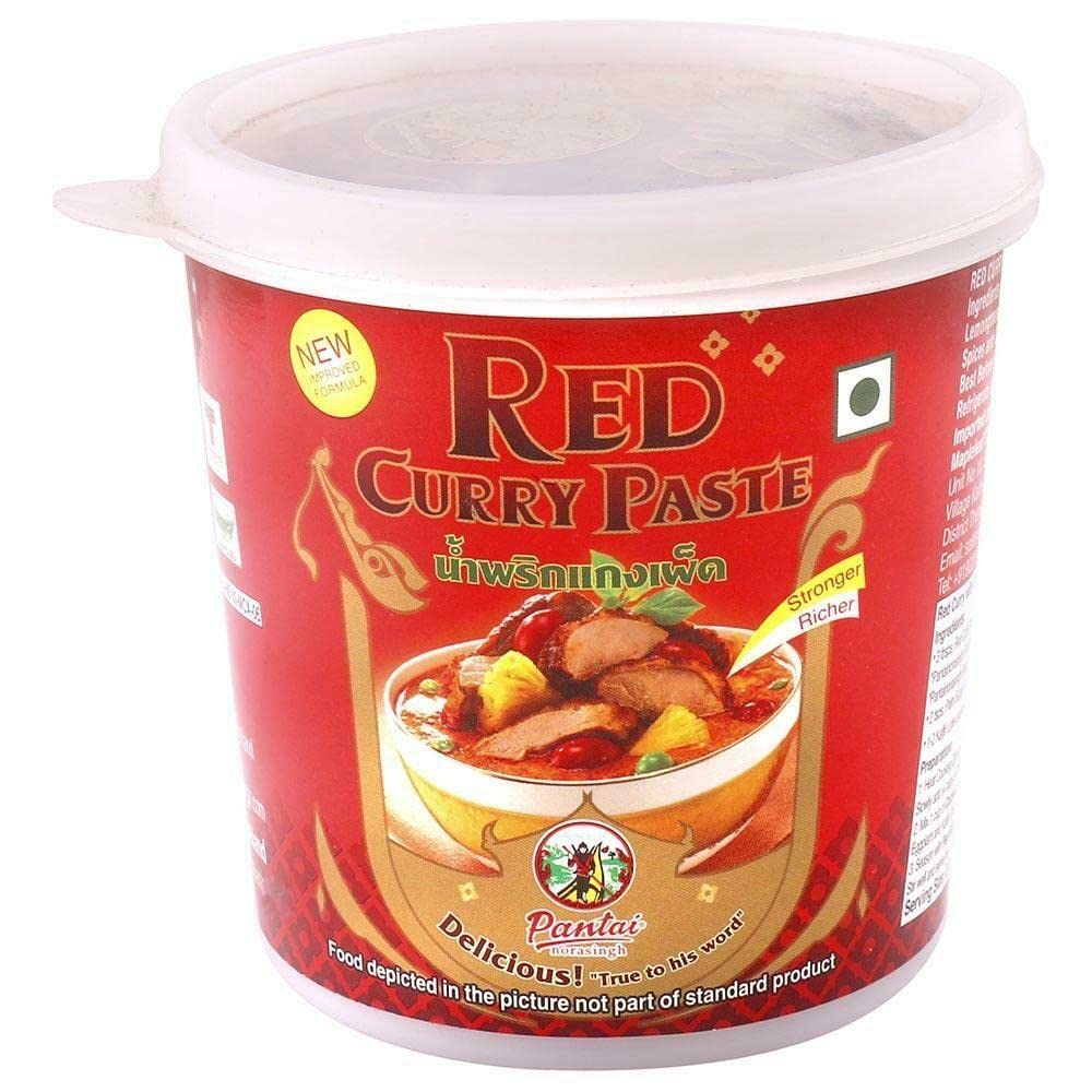 Pantai Norasingh Red Curry Paste, 400 g, Red & Yellow, Medium - "Spicy red curry delight!"