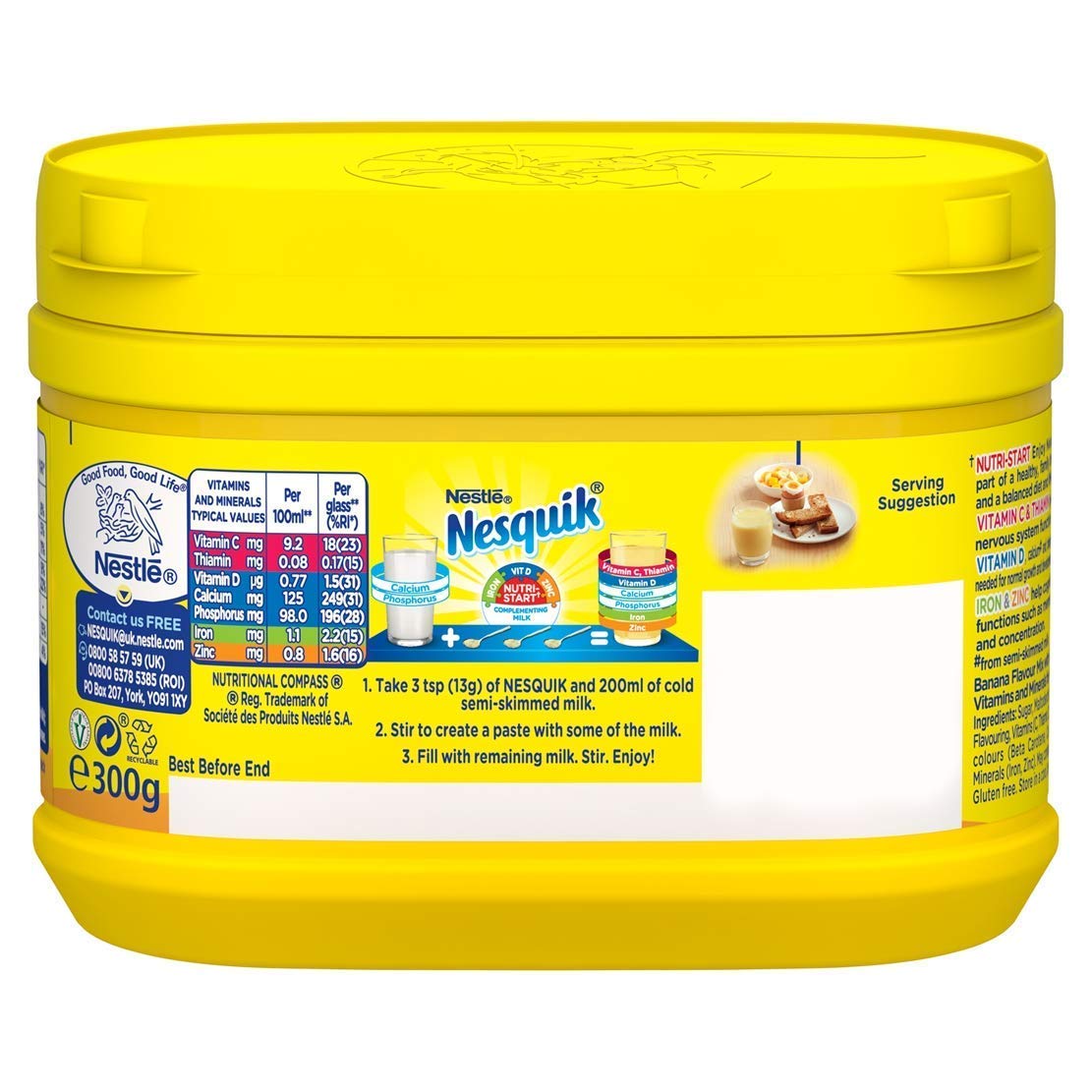 Nesquik Nestle Banana Flavour Drink, 300 g - "Banana Nesquik - 300g of Tropical Milkshake Fun!"