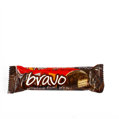 Bravo Box of 24 Chocolate Coated Crispy Wafer Bar with Cereal Crispies - Crunchy and chocolaty