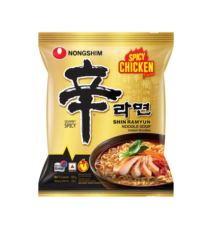 Nongshim Shin Ramyun Spicy Chicken Flavour Noodle Soup Instant Noodles Gourmet Spicy, 4.23 oz ℮ 120 g