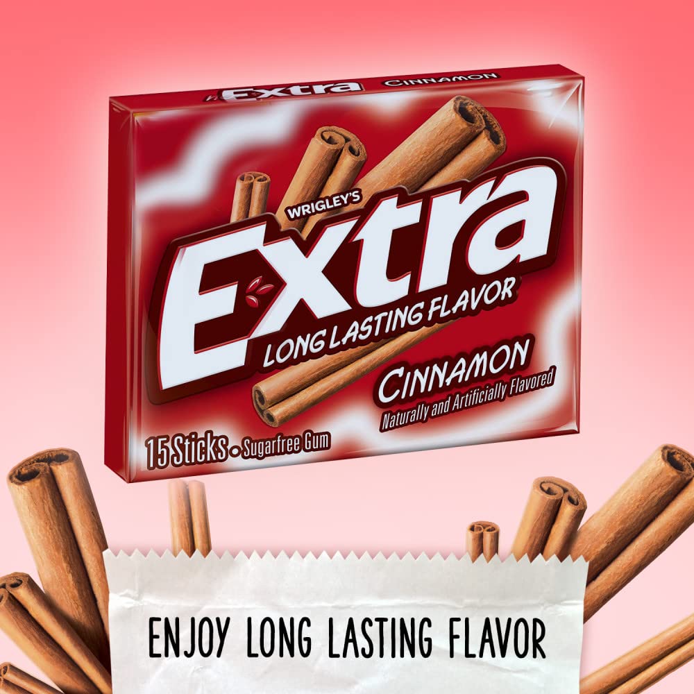 Extra Cinnamon Sugarfree Gum, 15 piece (Pack of 10) - Cinnamon spice burst!