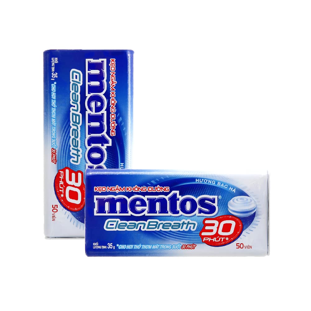 Mentos Menthol Clean Breath 30 Minutes Sugarfree Mints, 1.23 oz / 35 g - "Menthol Clean Breath Mints!"