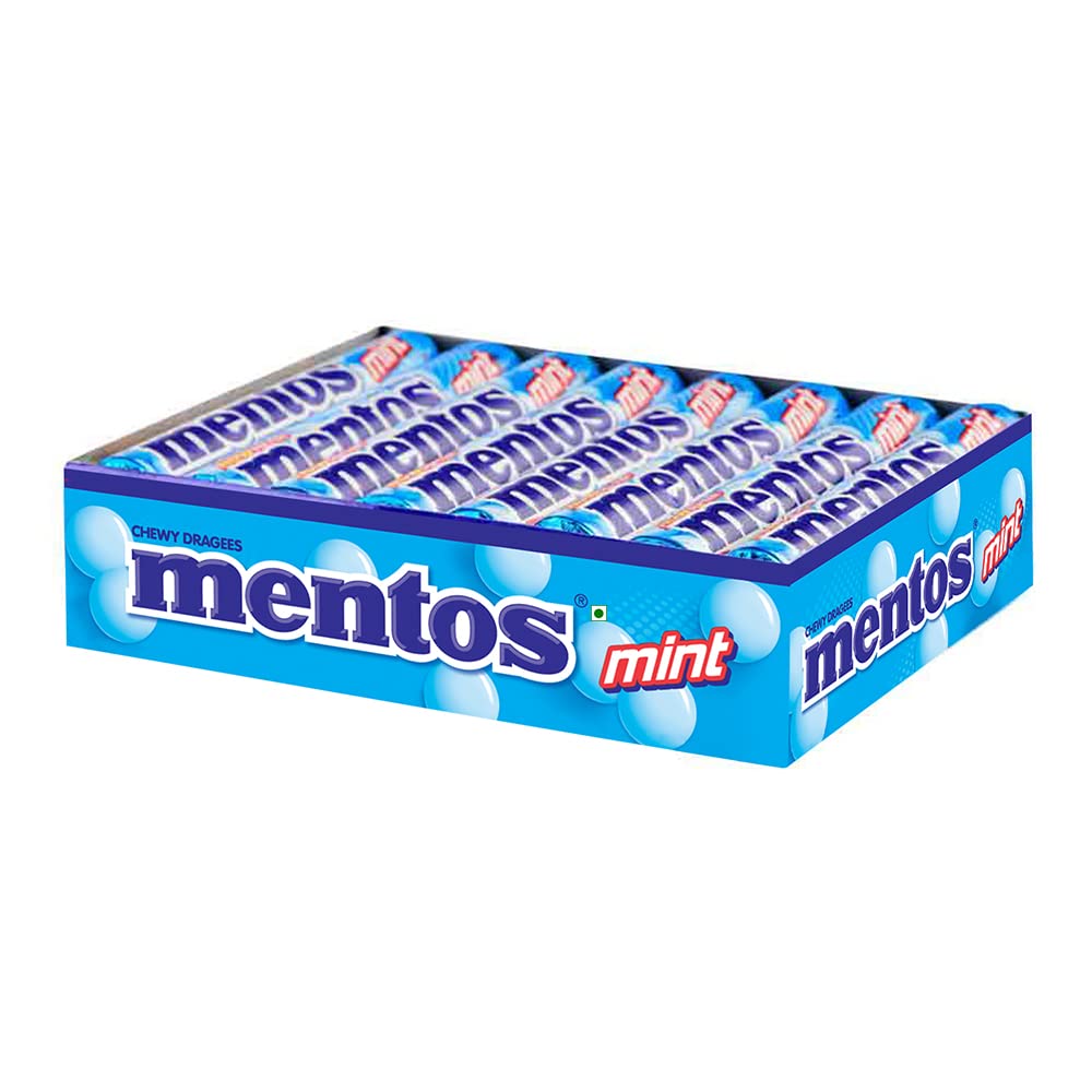 Mentos, Mint Flavour, Chewy Candy Stick Pack, 655.2 Grams- Pack Of 18 - "Mint Flavour Mentos Pack!"