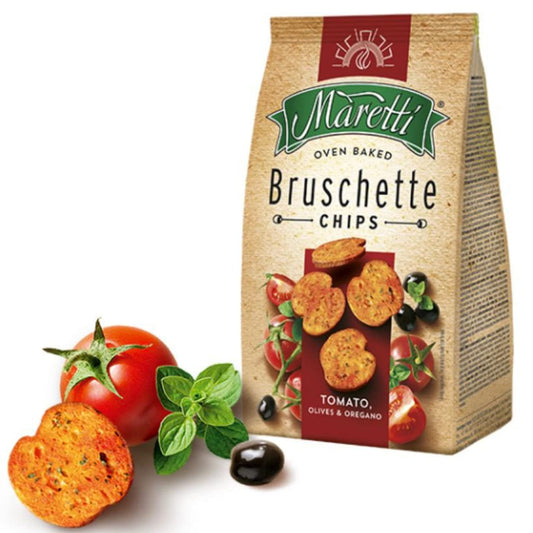 Maretti Oven Baked Bruschette Chips Tomato, Olives & Oregano, 70 grams - "Tomato Olives Oregano Chips!"