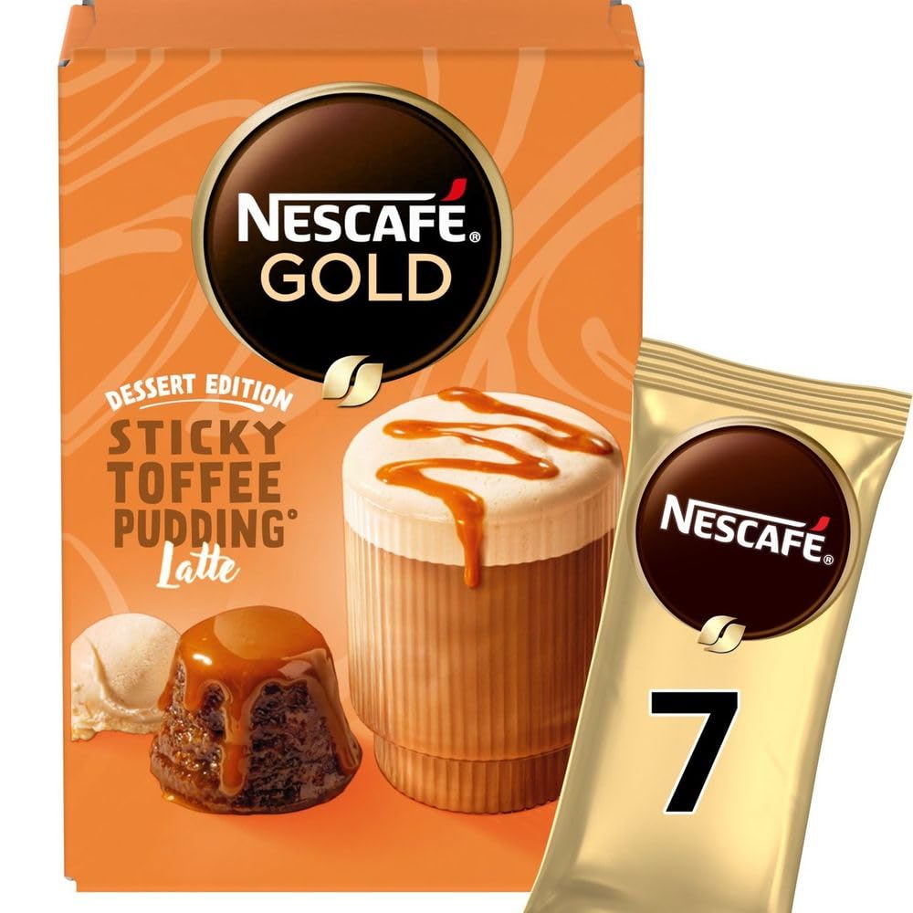 Nescafe Gold Sticky Coffee Pudding Latte Desert Edition 7 Sachets (140g) - "Sticky Coffee Pudding Latte - Dessert Edition Delight!"