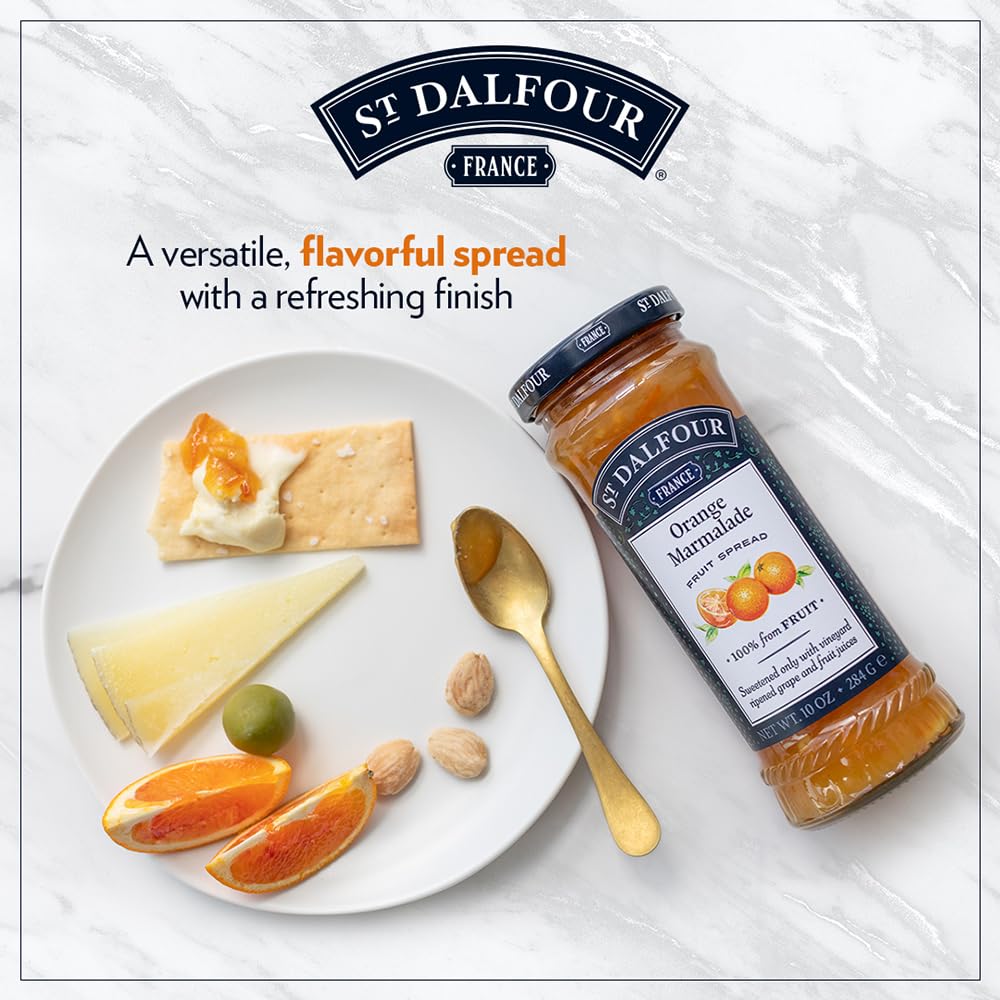 St Dalfour Orange Marmalade Fruit Spread 284 g | No Added Sugar | 100% from Fruit | No Added Preservatives, Colours, Flavors or Sweeteners | No Corn Syrup | Traditional French Recipe