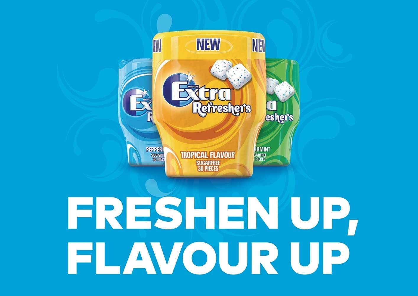 Wrigley's Extra Refreshers Chewing Gum, Sugar-Free, Tropical Flavour - 30 Pieces, 67g - Tropical Bliss in Every Chew!