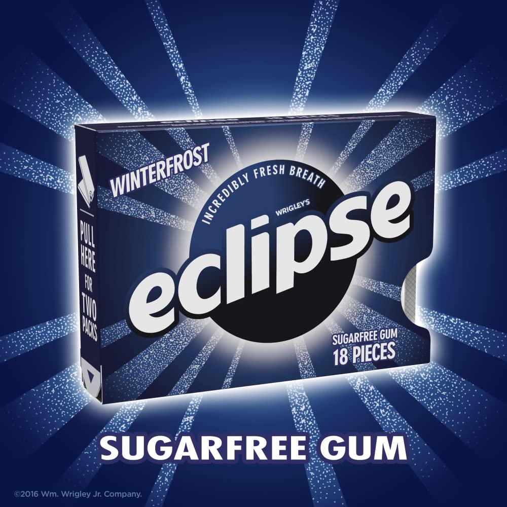 Wrigley's Eclipse Sugar-Free Gum - 8 Packs of 18 Pieces Winterfrost - Stay Refreshed All Day!