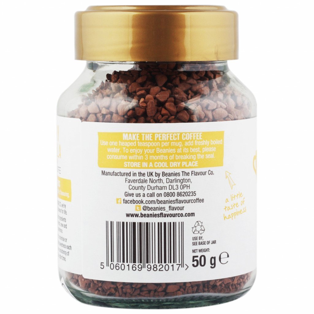 Beanies Very Vanilla Flavour Premium Freeze-Dried Instant Coffee, 50 g - Pack of 2 - Pure vanilla pleasure