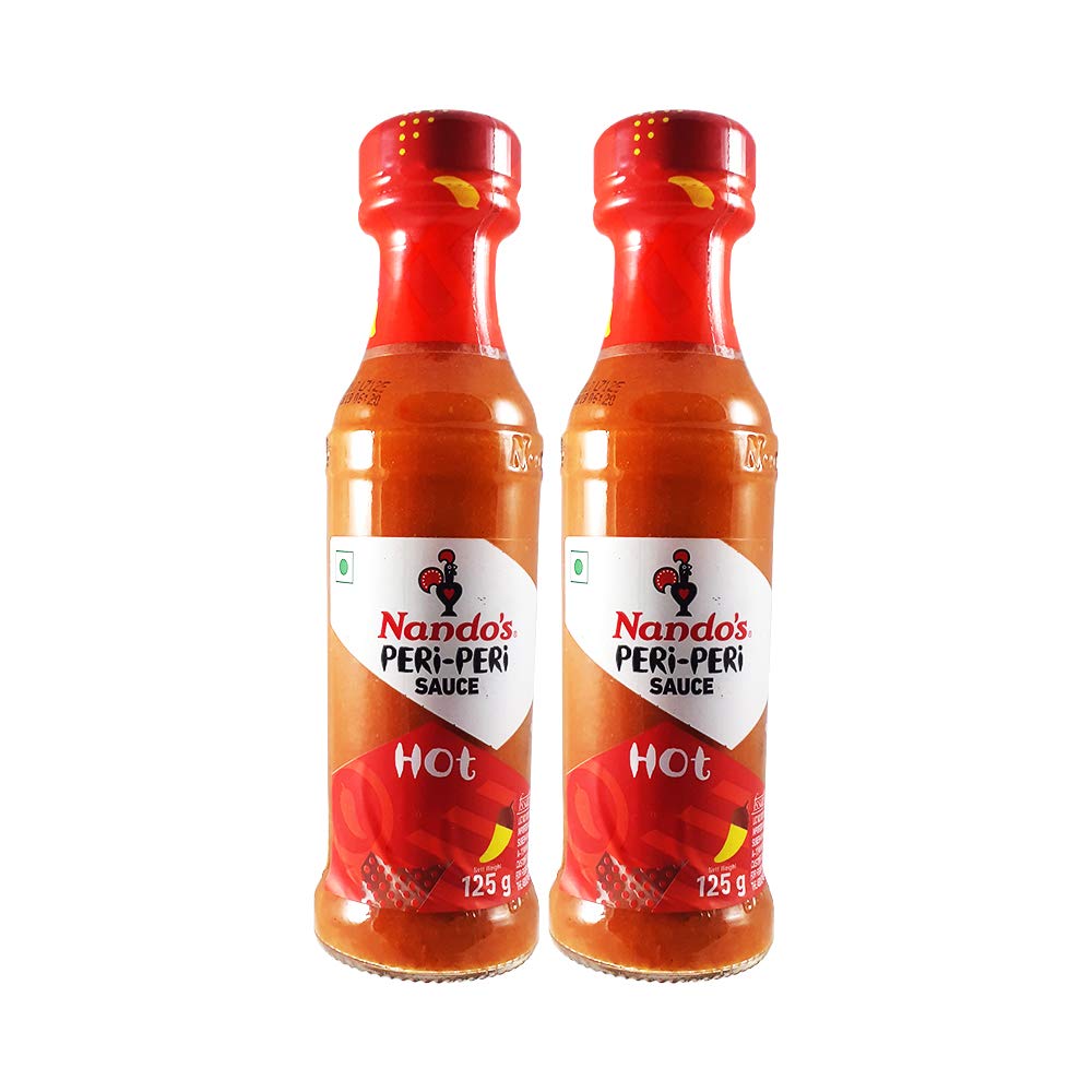 Nando's Peri Peri Chilli Sauce - Hot, 125g, Pack of 2, Product of The Netherlands - "Double Hot Peri Peri Joy!"