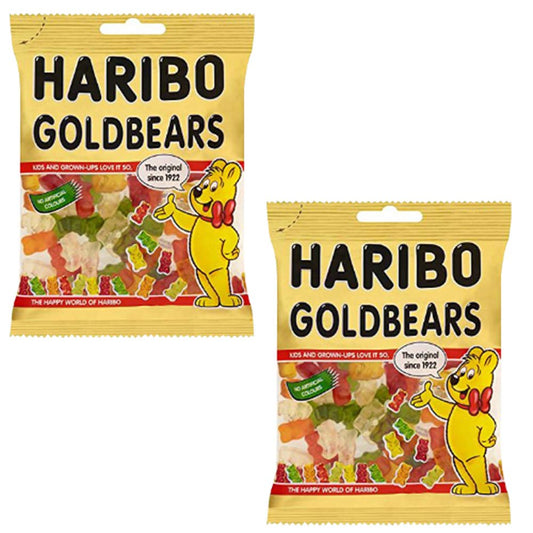 HARIBO Goldbears Share Size, 4.94 Oz / 140 G, 2 Pack, Fruit - Two packs of fruity gold-bear gummies.