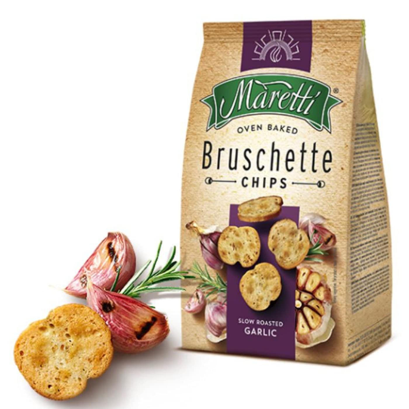 Maretti Oven Baked Bruschette Chips Slow Roasted Garlic, Pizza Flavour, Tomato Olives & Oregano, Fine Cheese Selection, 70 Gm Each, Combo Of 4 - "Flavorful Bruschette Chips Combo!"