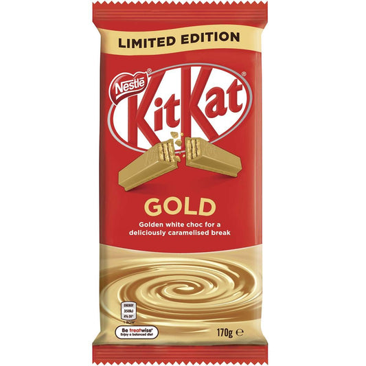 Kit Kat Gold White Choc, Block Bar, 170 g - Indulge in luxurious white chocolate with Kit Kat Gold White Choc, Block Bar, 170g.