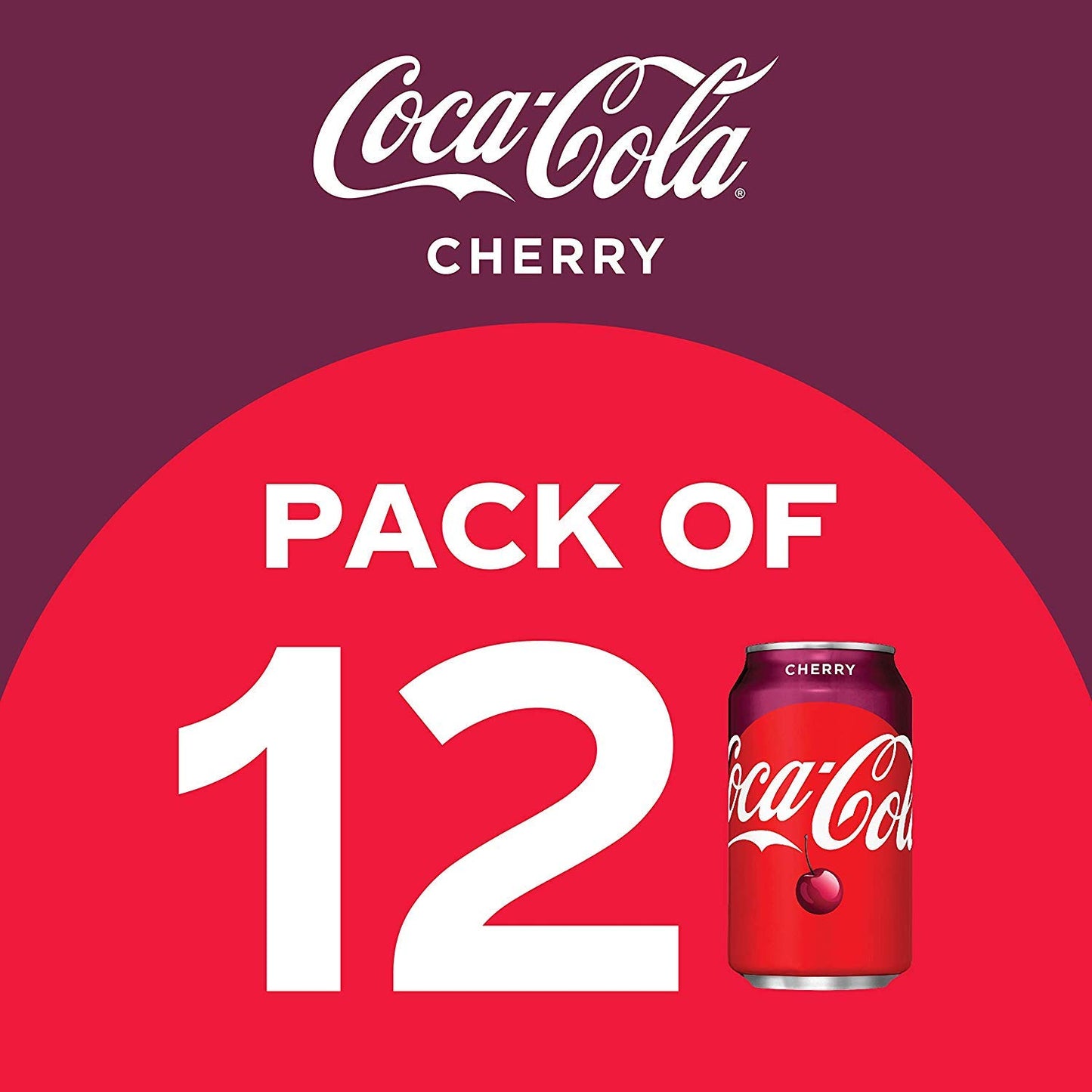 Coca-Cola Cherry Coke, 355ml, Vegetarian - Cherry Coke - Pack of 12