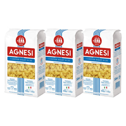 Agnesi Chifferi Pasta, 500g, Pack of 3, Product of Italy - Authentic Italian Quality!