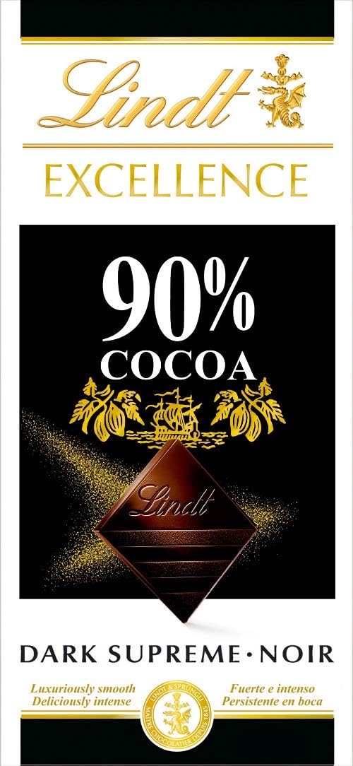 Lindt Excellence 90% Cacao Supreme Dark Chocolate 100g (Pack Of 2)