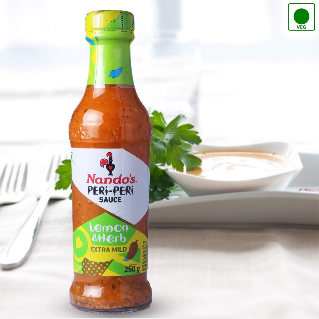 Nando's Peri Peri Sauce Lemon And Herb Extra Mild -250 Gm - "Extra Mild Lemon & Herb!"