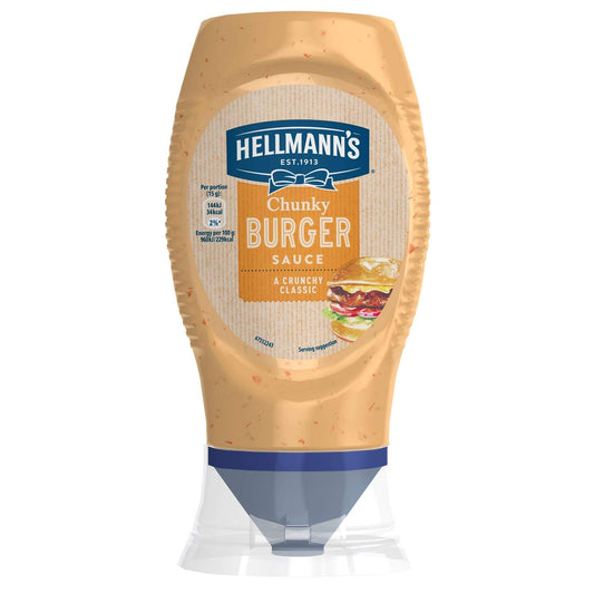 Hellmann's Chunky Burger Sauce, Original, Blue & White, Medium, 250 ml - Original chunky burger sauce.