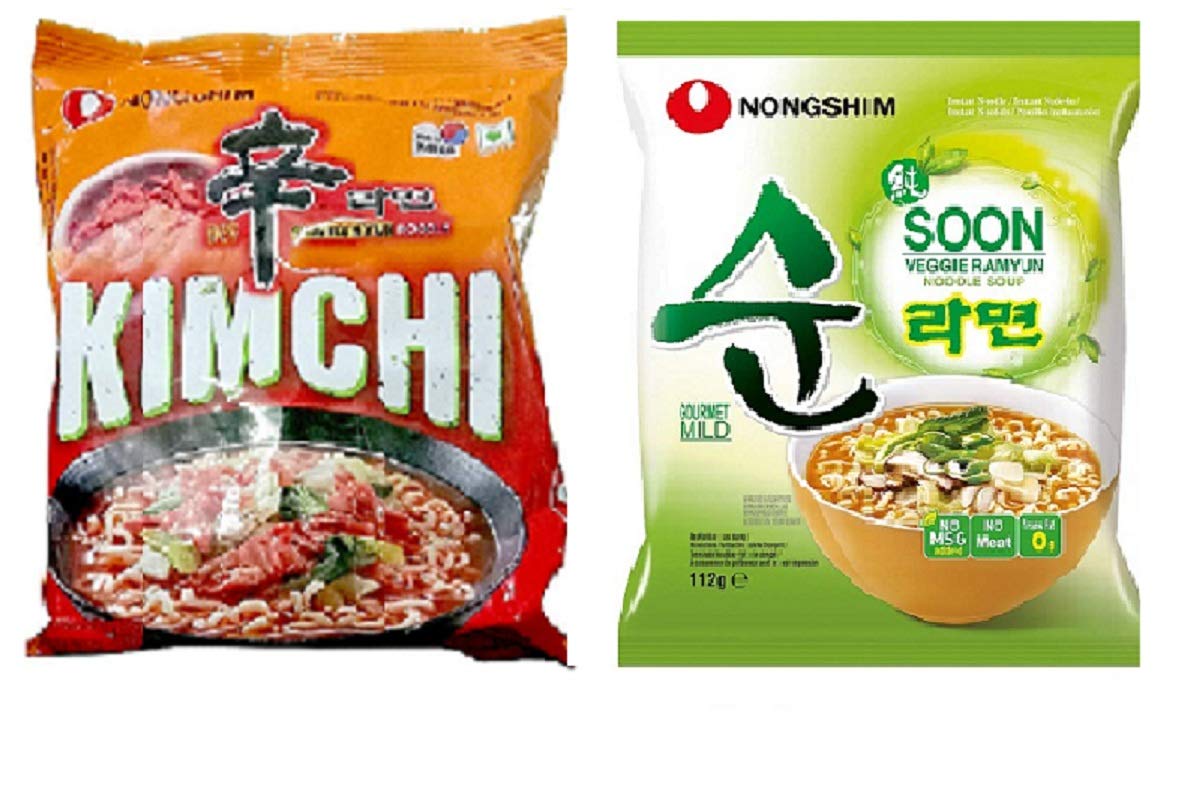 Nongshim Veggie Noodles & Kimchi Instant Instant Noodles 120gm*2Pack (Pack of 2) (Imported) - "Kimchi fusion at its finest!"