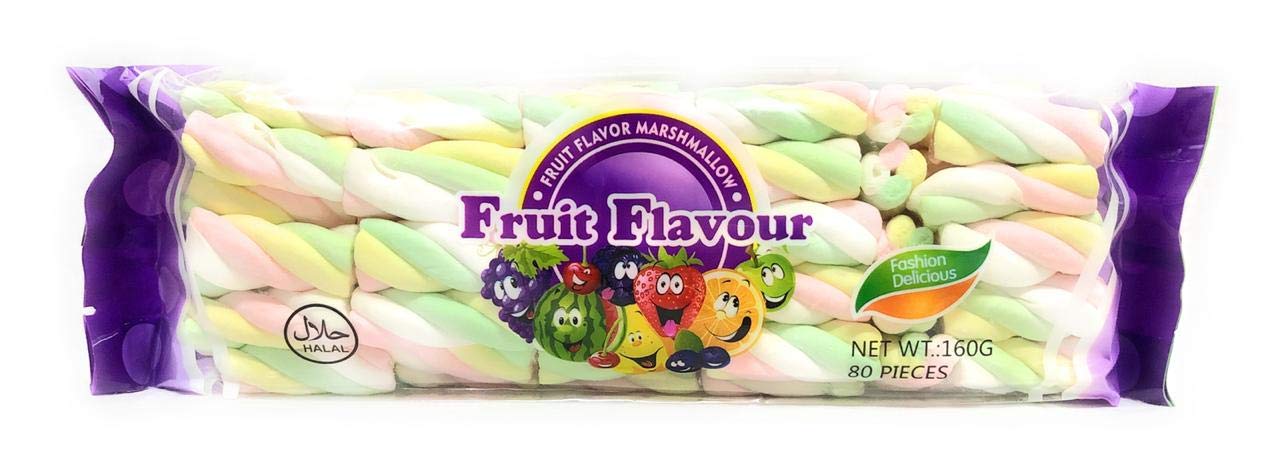 FRUIT FLAVOUR MARSHMALLOW 160g COMBO PACK OF 2 (160*2) (TWIST+HEART) - Combo pack of fruit flavor marshmallows!