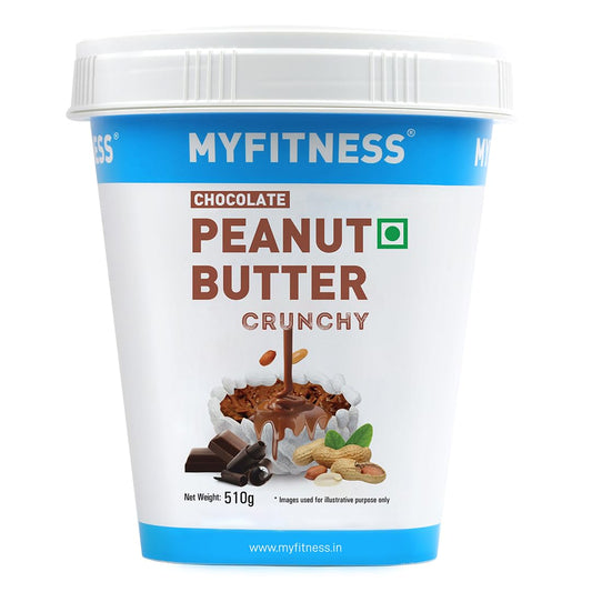 MYFITNESS Chocolate Peanut Butter Crunchy 510g | 23g Protein | Tasty & Healthy Nut Butter Spread | Dark Chocolate | Vegan | Cholesterol & Gluten Free | Crunchy & Nutty Peanut Butter | Zero Trans Fat