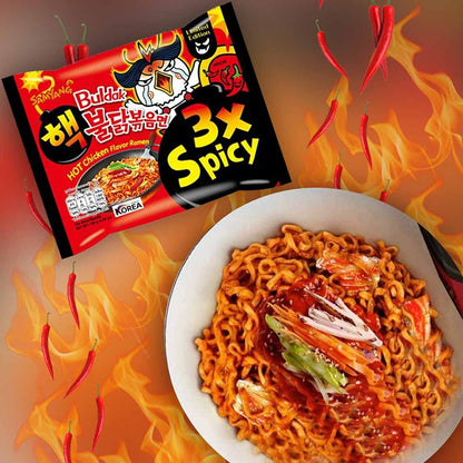 Samyang Buldak Fire Chicken Noodles 3X Spicy (Pack of 40) - Ultimate spicy challenge