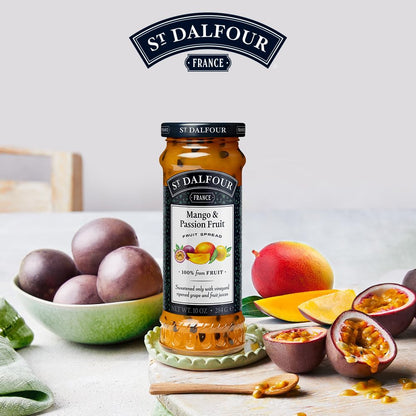 ST. DALFOUR Mango & Passion Fruit Fruit Spread 284 G | No Added Sugar | 100% From Fruit | No Added Preservatives, Colours, Flavors Or Sweeteners | No Corn Syrup | Traditional French Recipe