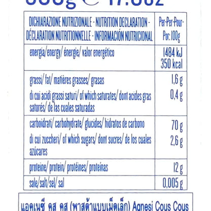 Agnesi Cous Cous, 500g - Light and Fluffy Delight!