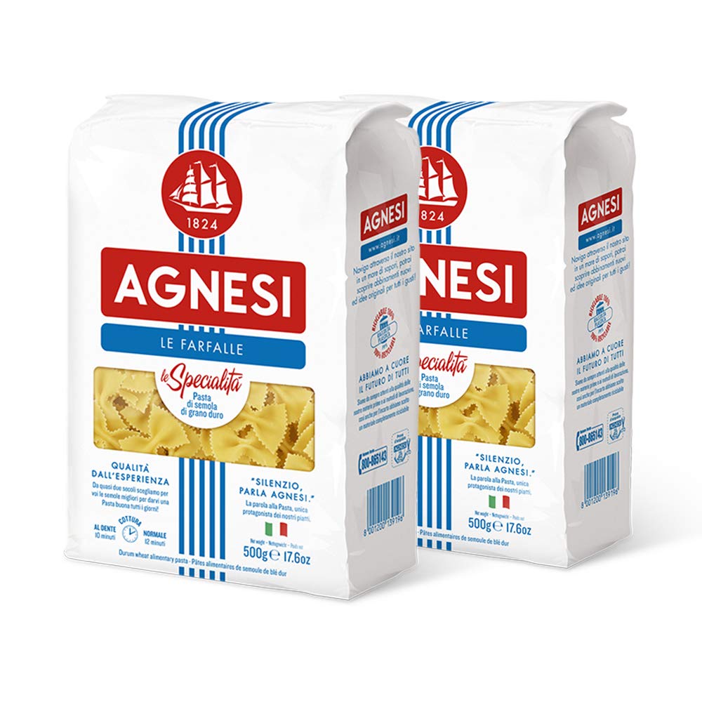 Agnesi Farfalle Pasta, 500g, Pack of 2, Product of Italy - Bow-Tie Bliss!