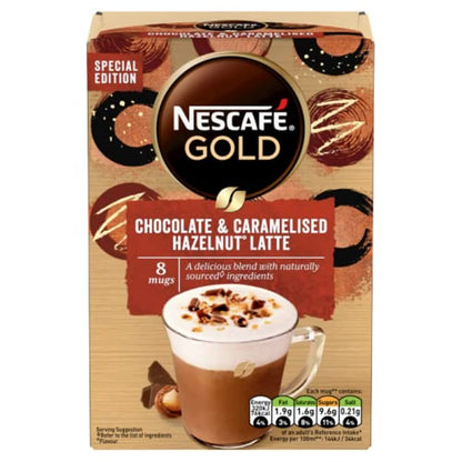 NESCAFE Gold Chocolate&CARAMELISED Hazelnut Latte Special Edition 8 Mug 148G - "Special Edition Latte - Chocolate & Caramelised Hazelnut!"