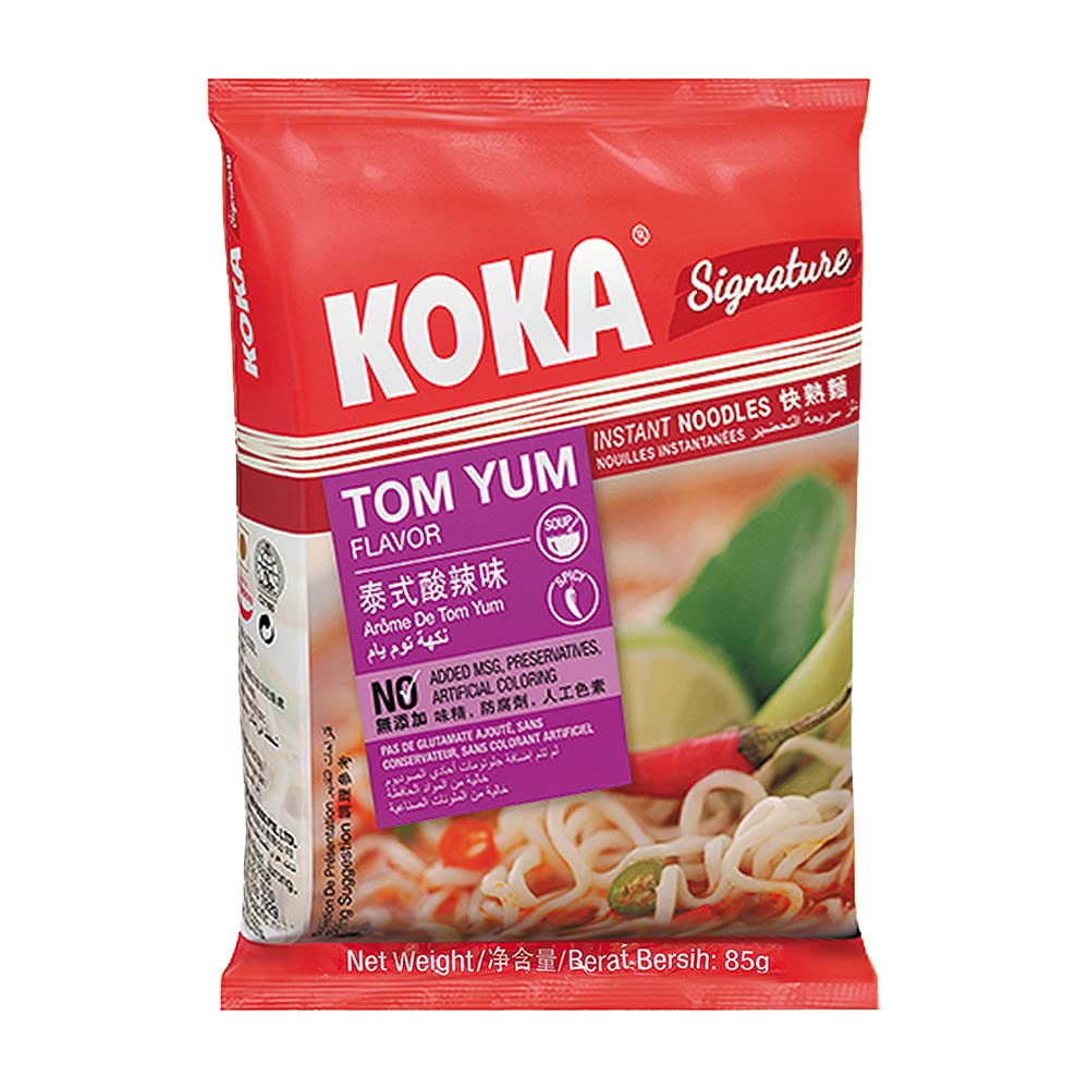 KOKA Signature Tom Yum Noodles(85Gram X 7 Packs) "(Halal Certified)" - Preservative Free - "Tangy Thai Twist!"