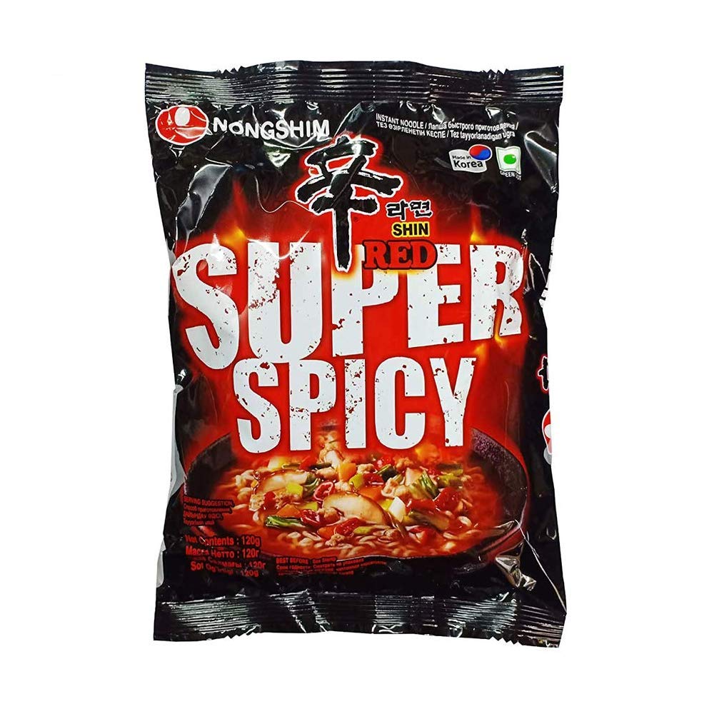 Nongshim Shin Red Super Spicy Instant Noodles, 4.23 oz â„® 120 g - "Ignite your taste buds!"