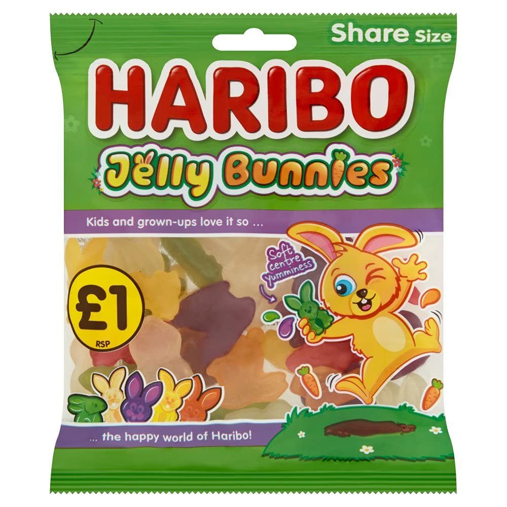 Haribo Jelly Bunnies 160g - Fun and fruity jelly bunnies, perfect for sharing.