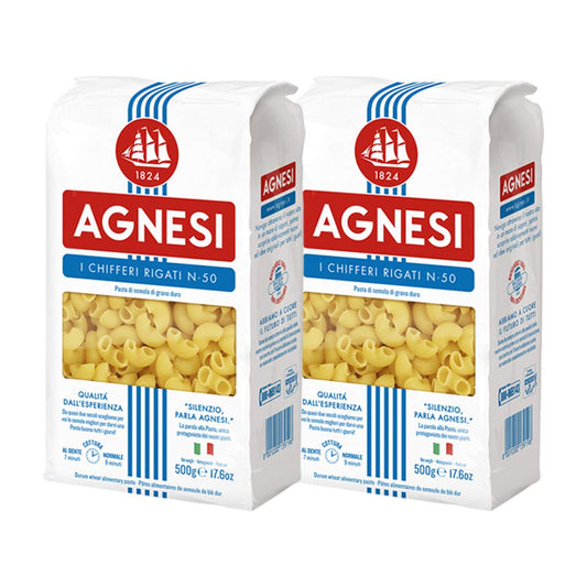 Agnesi Chifferi Rigati Pasta, 500g, Pack of 2, Product of Italy - Rigati Perfection!