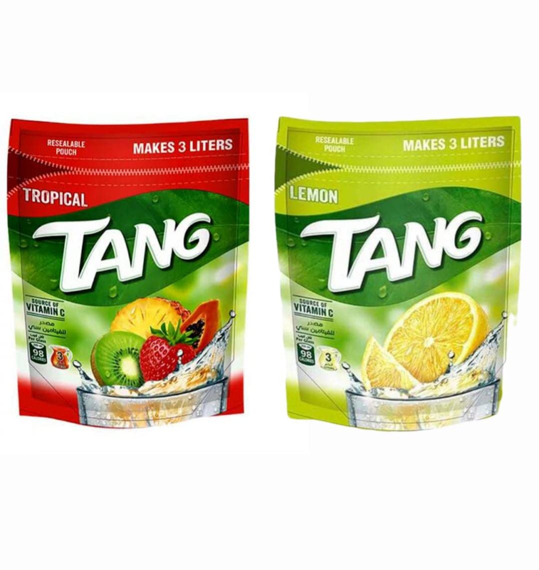 Tang Tropical & Lemon Combo Drink Resealable Pouch, 375g Each (Combo Pack)