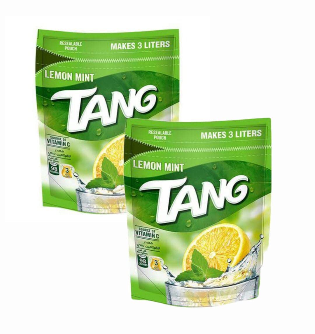 Tang Lemon Mint Instant Drink powder Resealable Pouch Imported, 375g Each (Pack of 2)