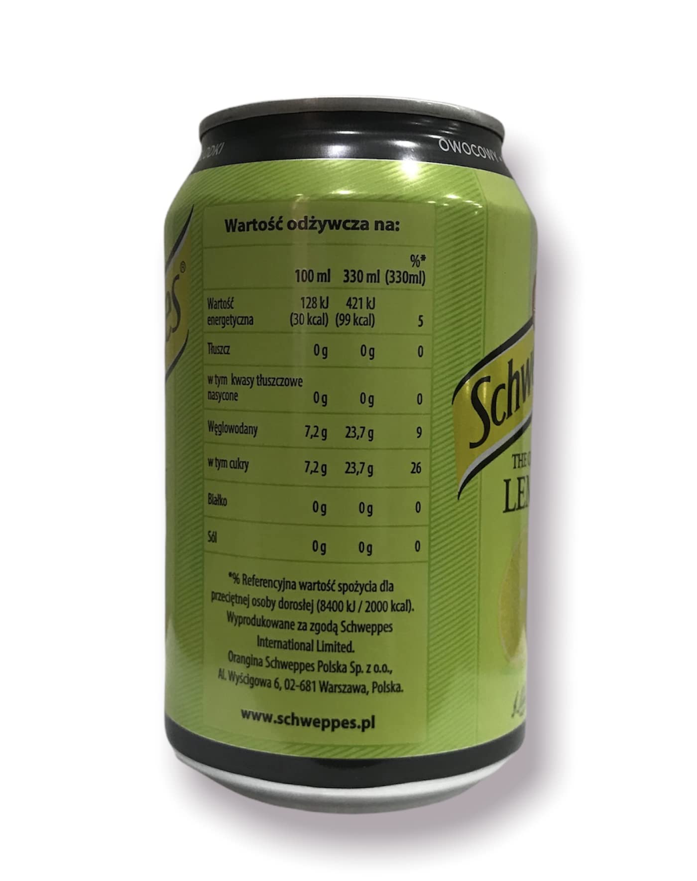 Schweppes Lemon Original 330ml, (Pack of 12 Cans X 330ml Each) Product of Germany.